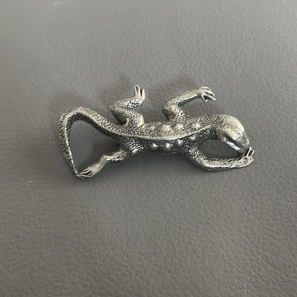 Blue Mist Pewter Lizard Gecko Brooch Pin Vintage - Picture 2 of 7
